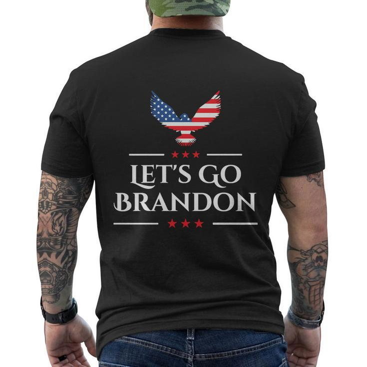 Lets Go Brandon Fjb Let Go Brandon Fjb Funny Impeach Biden American Flag Anti Biden Men's Crewneck Short Sleeve Back Print T-shirt