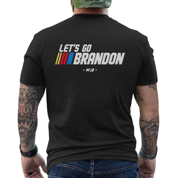 Lets Go Brandon Racing Car Us Flag Funny Gift Idea News S Men's Crewneck Short Sleeve Back Print T-shirt