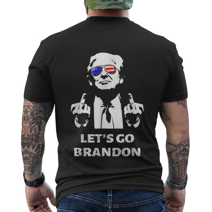 Lets Go Brandon Trump Middle Finger Tshirt Men's Crewneck Short Sleeve Back Print T-shirt