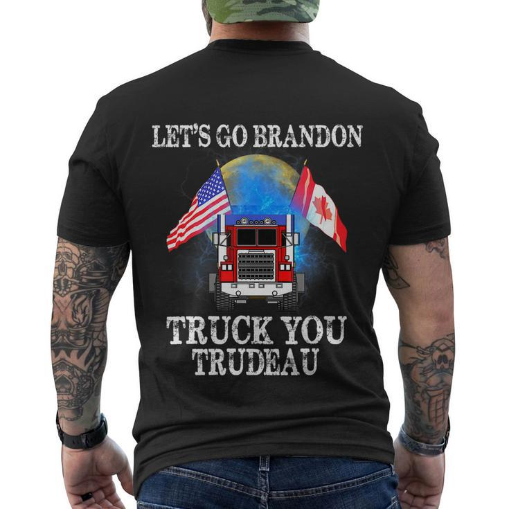 Lets Go Truck You Trudeau Usa Canada Flag Truckers Vintage Men's Crewneck Short Sleeve Back Print T-shirt