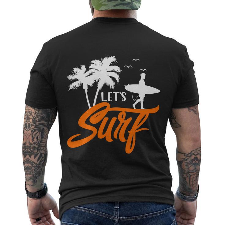 Lets Surf Sunset Summer Time Men's Crewneck Short Sleeve Back Print T-shirt