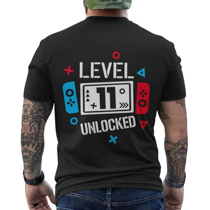 Level 11 Unlocked Birthday 11Th Birthday Boy Gamer 11 Years Old Gamer Men's Crewneck Short Sleeve Back Print T-shirt
