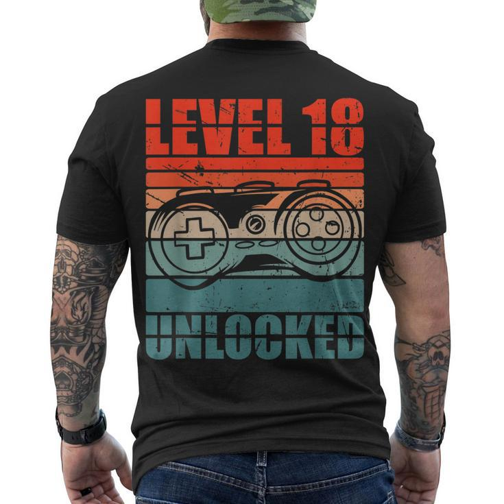 Level 18 Unlocked - Video Gamer Boy 18Th Birthday Gaming Men's T-shirt Back Print
