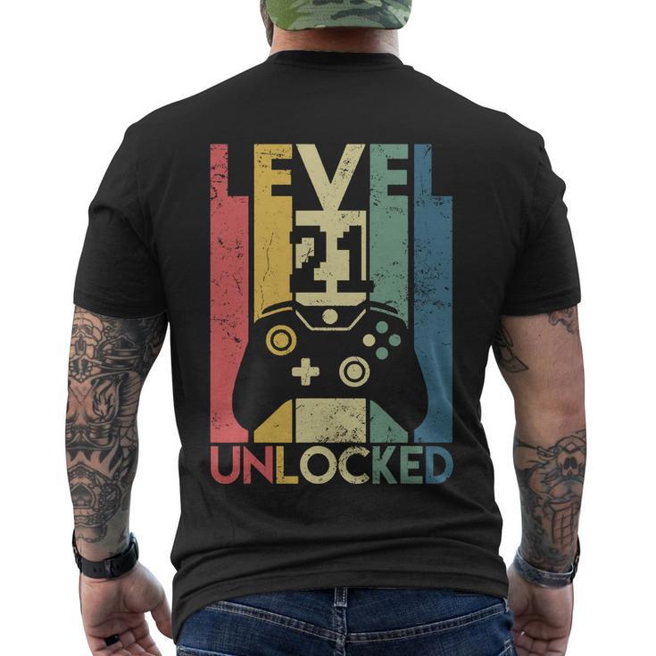 Level 21 Unlocked Shirt Funny Video Gamer 21St Birthday Gift Men's Crewneck Short Sleeve Back Print T-shirt