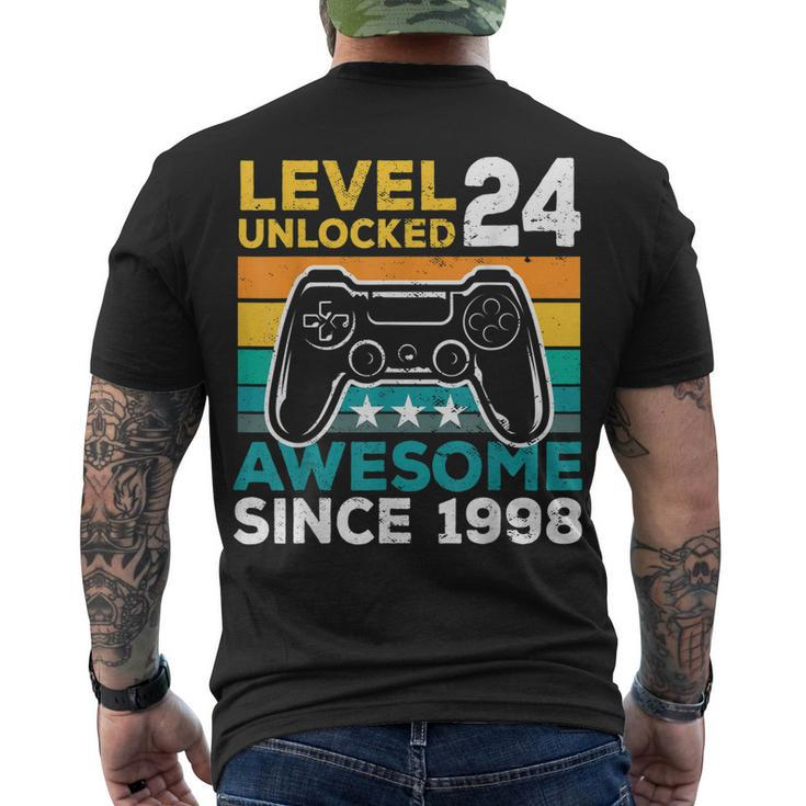 Level 24 Unlocked Awesome 1998 24Th Birthday Man Video Game V2 Men's T-shirt Back Print