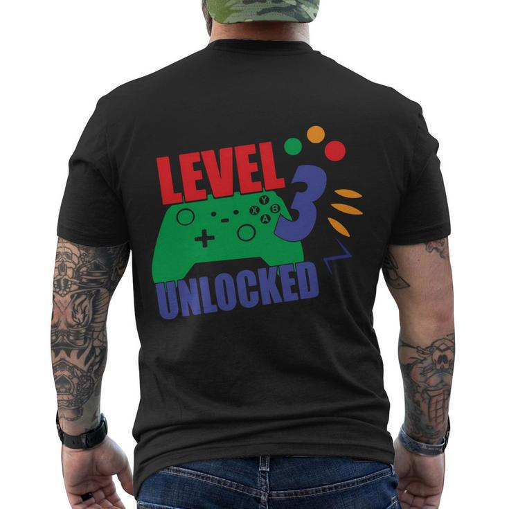Level 3 Unlocked 3Rd Gamer Video Game Birthday Video Game Men's T-shirt Back Print