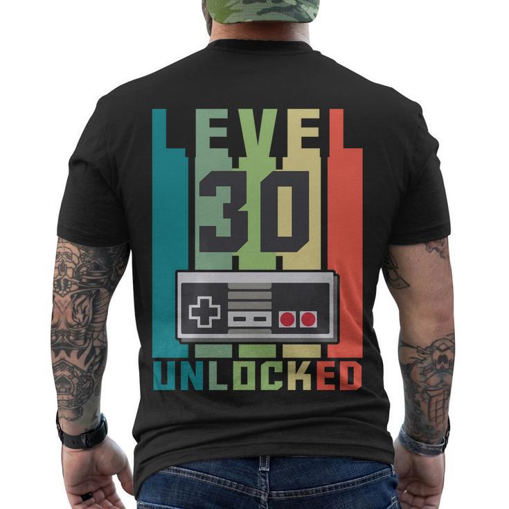 Level 30 Unlocked Funny Retro Gamer Birthday Tshirt Men's Crewneck Short Sleeve Back Print T-shirt