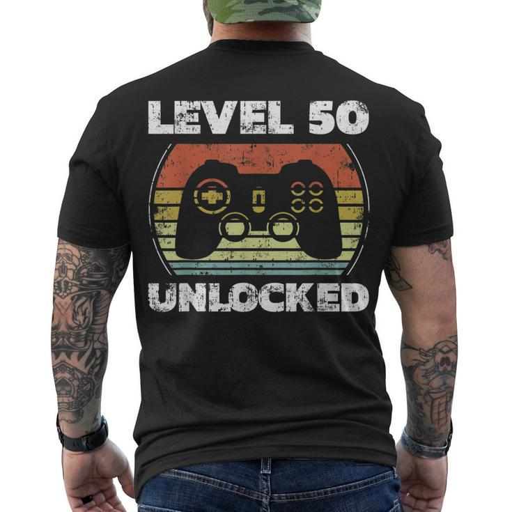 Level 50 Unlocked Video Gamer 50Th Birthday Men's T-shirt Back Print