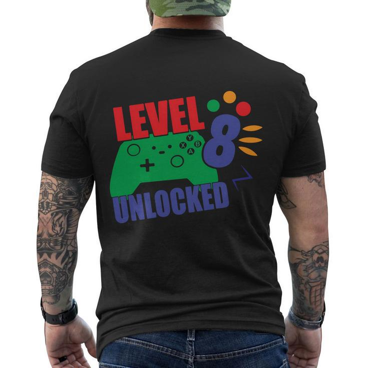 Level 8 Unlocked 8Th Gamer Video Game Birthday Video Game Men's T-shirt Back Print