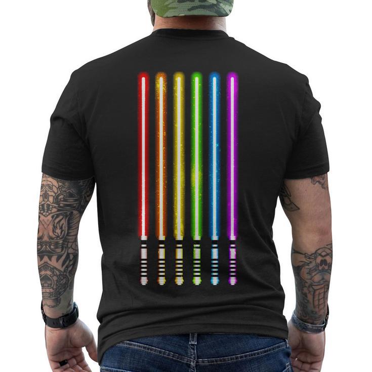 Lgbt Flag Light Swords Saber Gay Pride Men's Crewneck Short Sleeve Back Print T-shirt