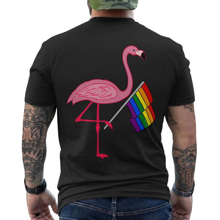 Lgbt Flamingo Pride Flag Men's Crewneck Short Sleeve Back Print T-shirt
