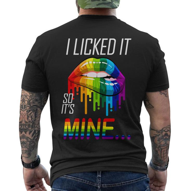 Lgbt I Licked It So Its Mine Gay Pride Lips Tshirt Men's Crewneck Short Sleeve Back Print T-shirt