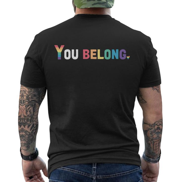 Lgbt Pride Funny Gift Lgbtq Flag Gay Pride Month You Belong Gift Men's Crewneck Short Sleeve Back Print T-shirt
