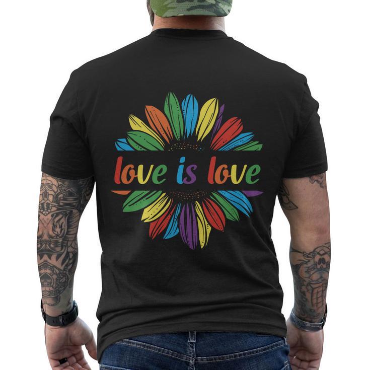 Lgbt Rainbow Sunflower Love Is Love Pride Month Men's Crewneck Short Sleeve Back Print T-shirt