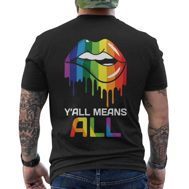 Lgbt Yall Mean All Rainbow Pride Month Men's Crewneck Short Sleeve Back Print T-shirt