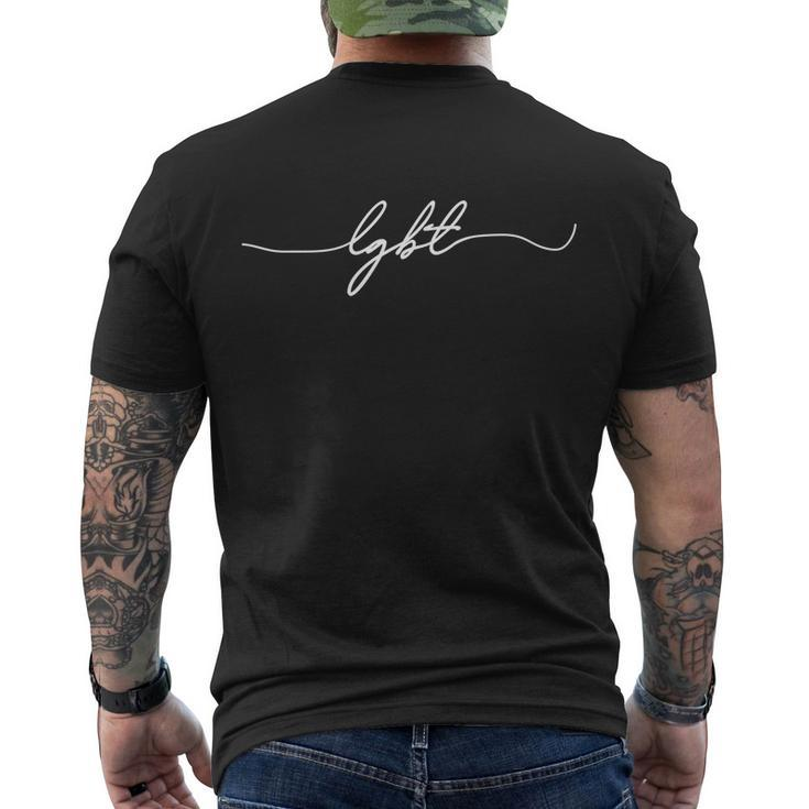 Lgbtgiftq Pride Line Art Script Minimalist Proud Ally Men's T-shirt Back Print