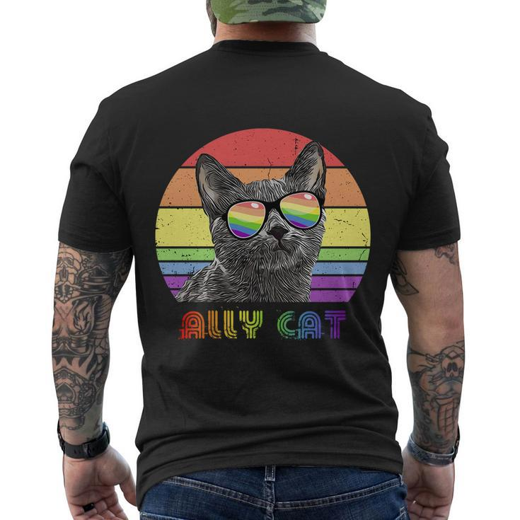Lgbtq Ally Cat Rainbow Gay Pride Flag Lgbt Funny Gift V2 Men's Crewneck Short Sleeve Back Print T-shirt