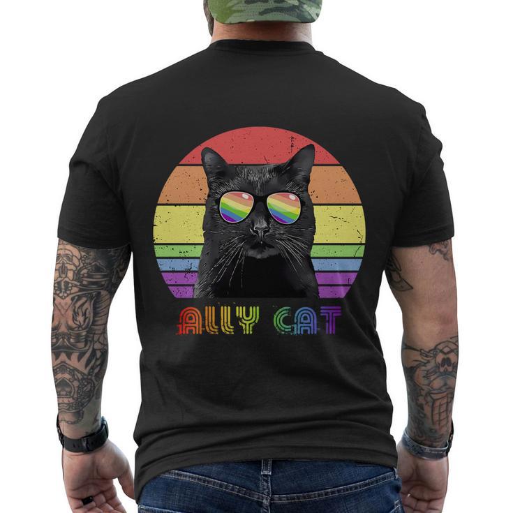 Lgbtq Ally Cat Rainbow Gay Pride Flag Lgbt Gift V3 Men's Crewneck Short Sleeve Back Print T-shirt