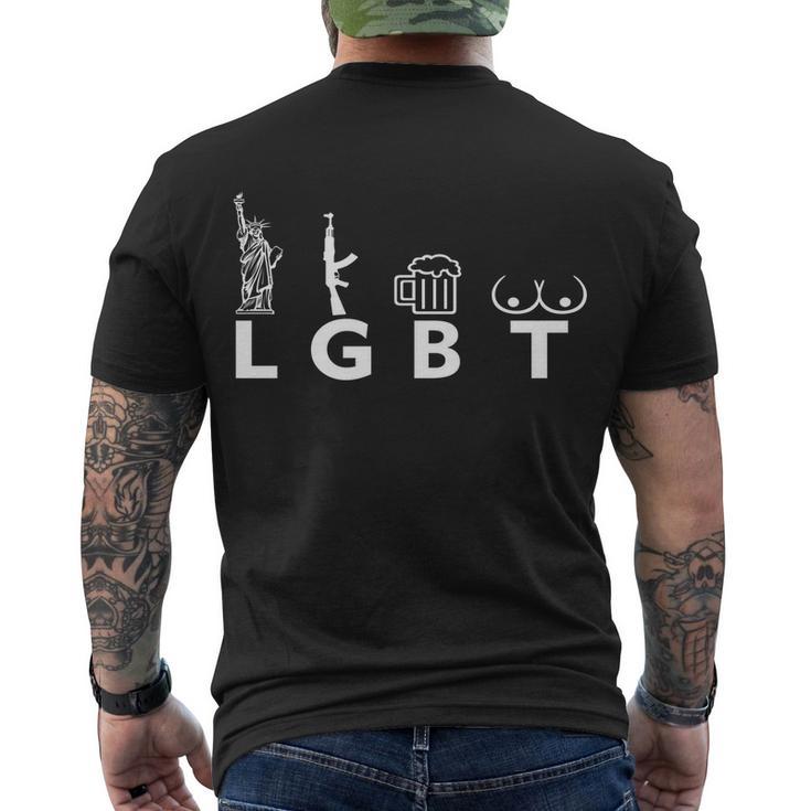 Lgtb Lady Liberty Guns Beer Tits Funny V2 Men's Crewneck Short Sleeve Back Print T-shirt