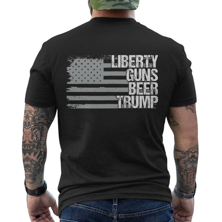 Liberty Guns Beer Trump Lgbt For Supporters Dad Grandpa Veteran Us Flag Fun Men's T-shirt Back Print