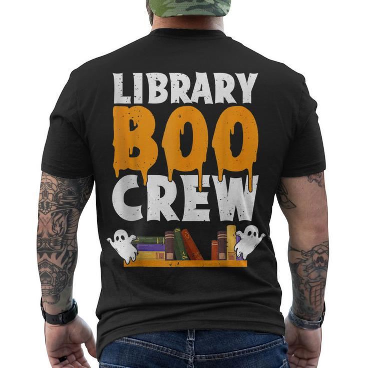 Library Boo Crew School Librarian Ghost Halloween Boys Girls Men's T-shirt Back Print