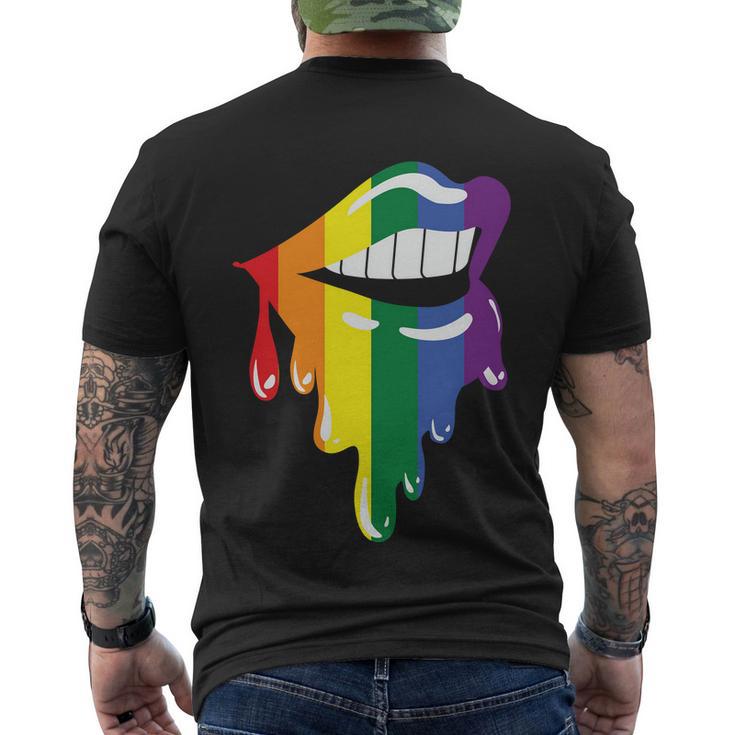 Lips Lgbt Gay Pride Lesbian Bisexual Ally Quote Men's Crewneck Short Sleeve Back Print T-shirt