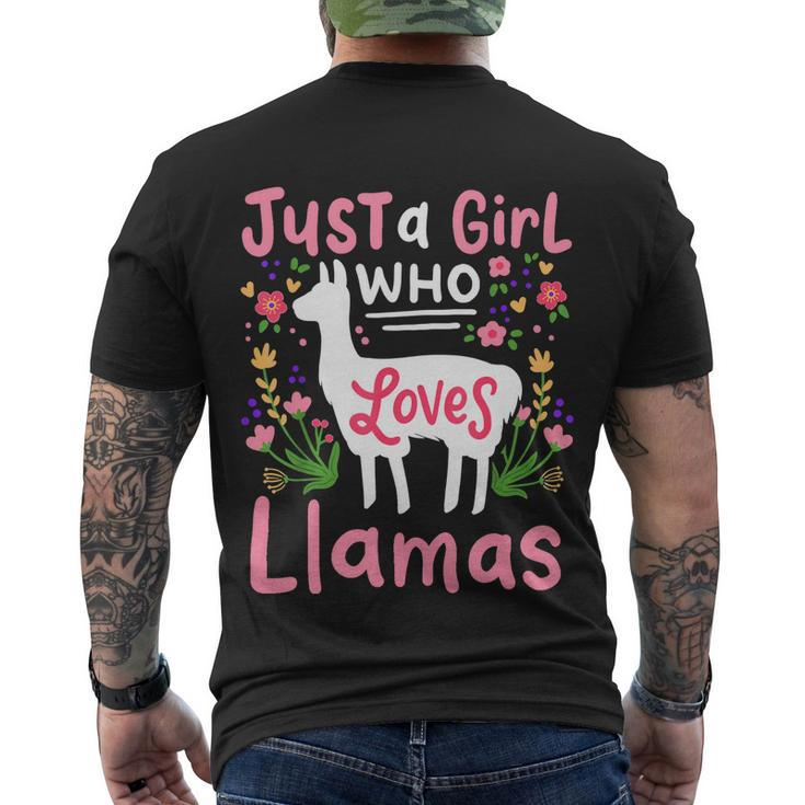 Llama Just A Girl Who Loves Llamas Llama Lover Gift Men's Crewneck Short Sleeve Back Print T-shirt