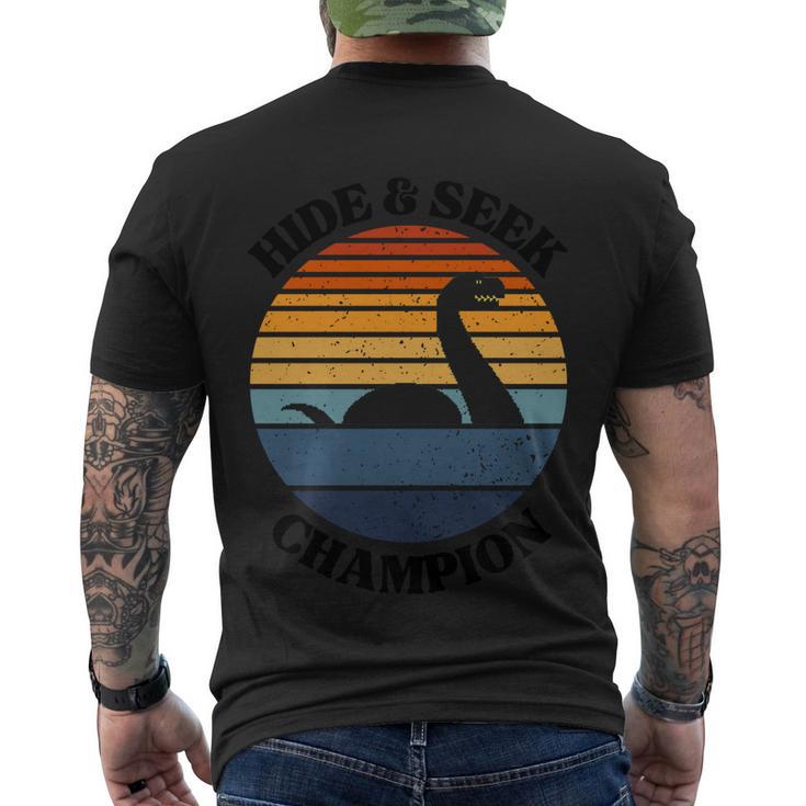 Loch Ness Monster Vintage Sunset Gift Hide And Seek Champion Funny Gift Men's Crewneck Short Sleeve Back Print T-shirt