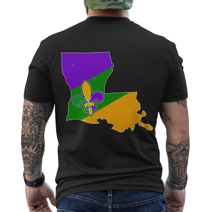 Louisiana Mardi Gras Fleur De Lis Men's Crewneck Short Sleeve Back Print T-shirt