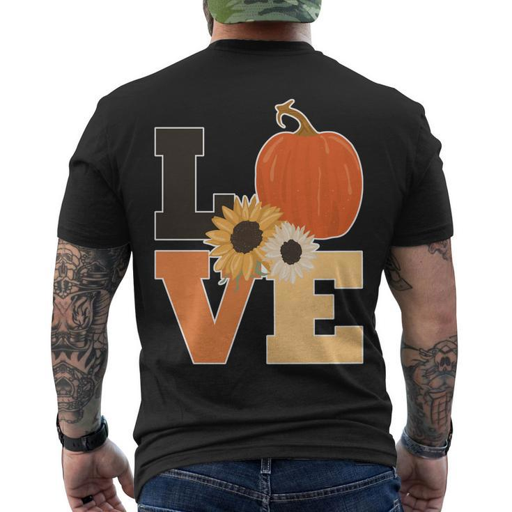 Love Autumn Floral Pumpkin Fall Season Men's T-shirt Back Print