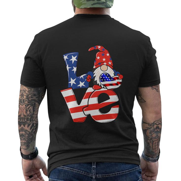 Love Gnome American Flag Funny 4Th Of July Men's Crewneck Short Sleeve Back Print T-shirt