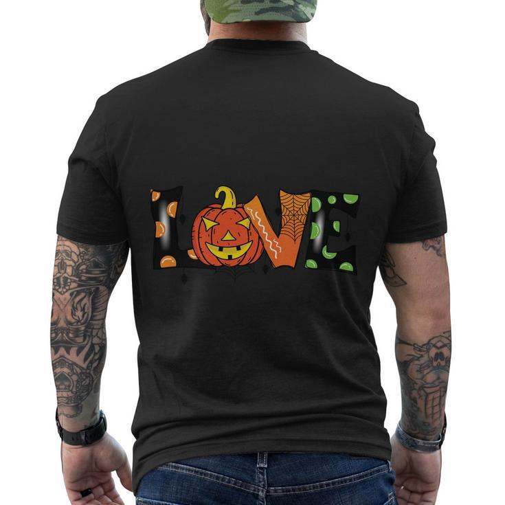 Love Halloween With Pumpkin Skull And Finished By Love Word Men's T-shirt Back Print - Thegiftio