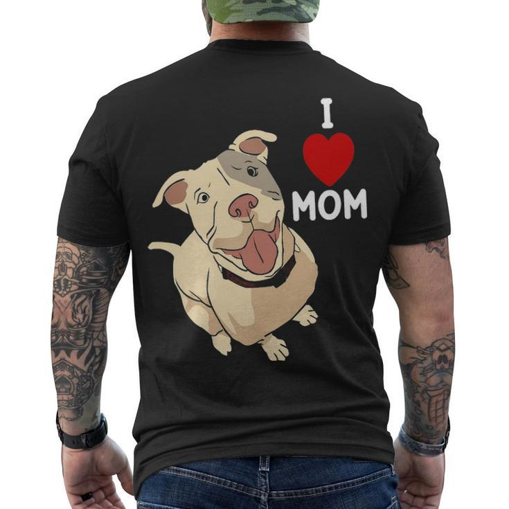 I Love Mom Valentines Day Cute Dog Pitbull Mama V Day Pajama Men's T-shirt Back Print