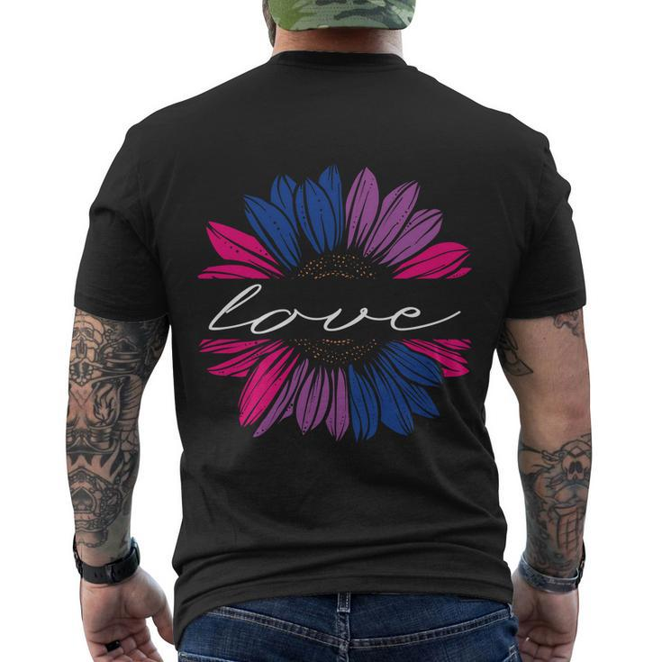 Love Sunflower Floral Lgbt Bisexual Pride Month Men's Crewneck Short Sleeve Back Print T-shirt