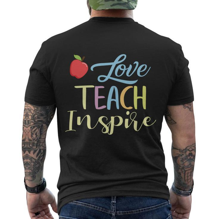 Love Teach Inspire Funny School Student Teachers Graphics Plus Size Shirt Men's Crewneck Short Sleeve Back Print T-shirt