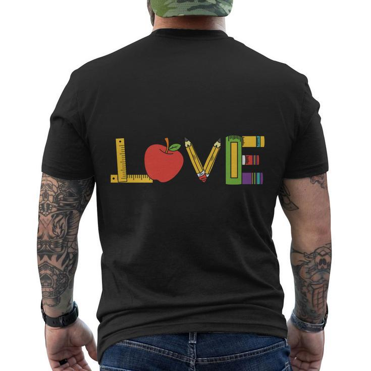 Love Teacher Life Apple Pencil Ruler Teacher Quote Graphic Shirt For Female Male Men's Crewneck Short Sleeve Back Print T-shirt