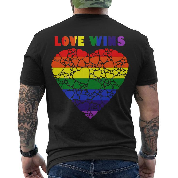 Love Wins Heart Men's Crewneck Short Sleeve Back Print T-shirt