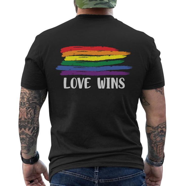 Love Wins Lgbt Gay Pride Lesbian Bisexual Ally Quote Men's Crewneck Short Sleeve Back Print T-shirt