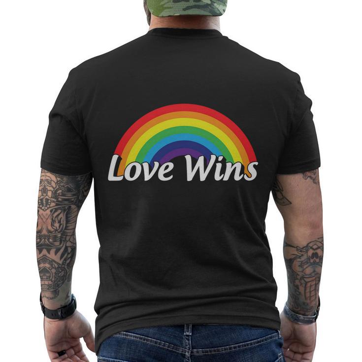 Love Wins Lgbt Rainbow Flag Pride Month Men's Crewneck Short Sleeve Back Print T-shirt