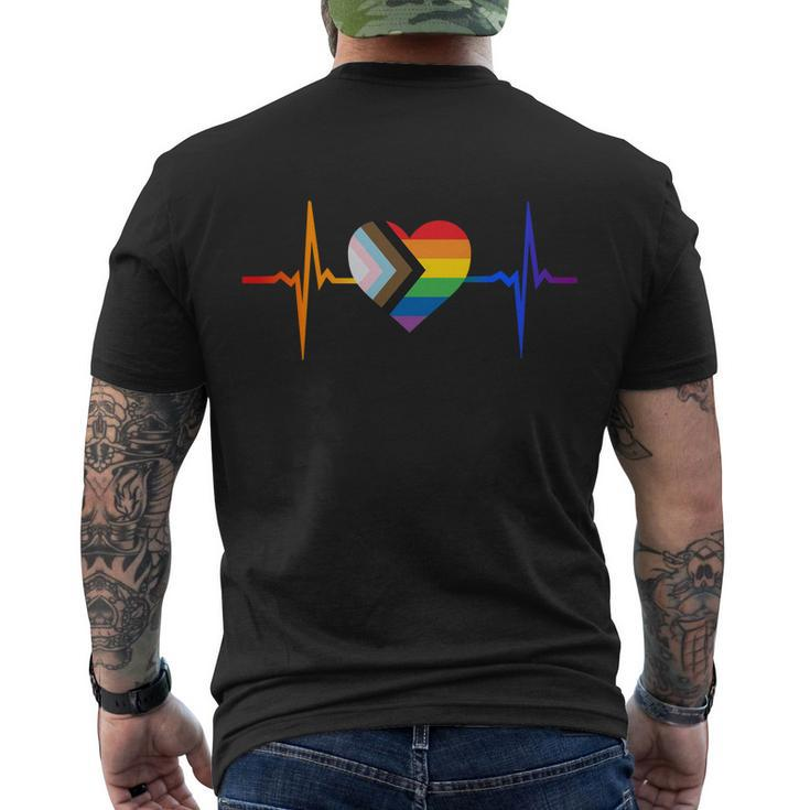 Lovely Lgbt Gay Pride Heartbeat Lesbian Gays Love Lgbtq Great Gift Men's Crewneck Short Sleeve Back Print T-shirt