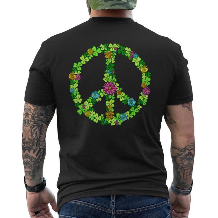 Lucky Shamrock Peace Sign St Patricks Day Hippie Clover Leaf Men's T-shirt Back Print