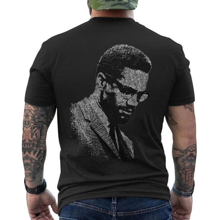 Malcolm X Black And White Portrait Tshirt Men's Crewneck Short Sleeve Back Print T-shirt