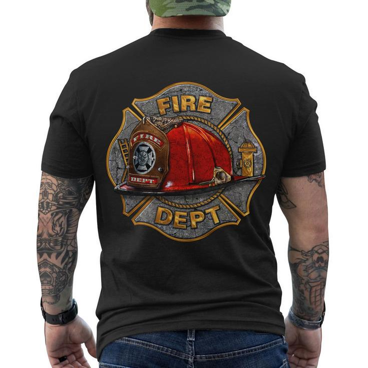 Maltese Fire Dept Helmet Tshirt Men's Crewneck Short Sleeve Back Print T-shirt