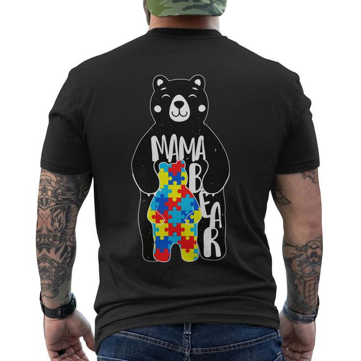 Mama Bear Autism Awareness Tshirt Men's Crewneck Short Sleeve Back Print T-shirt