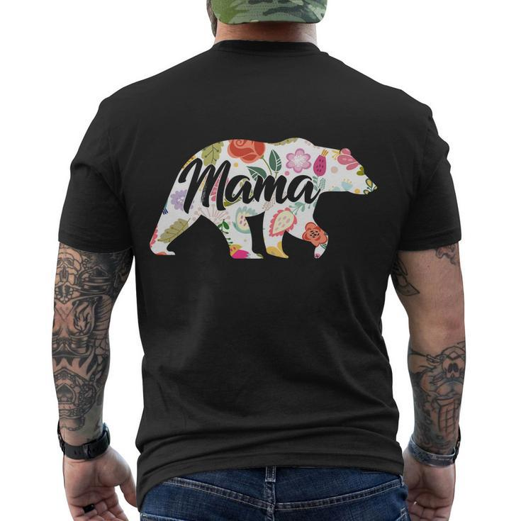 Mama Bear Cute Flower Pattern Men's Crewneck Short Sleeve Back Print T-shirt
