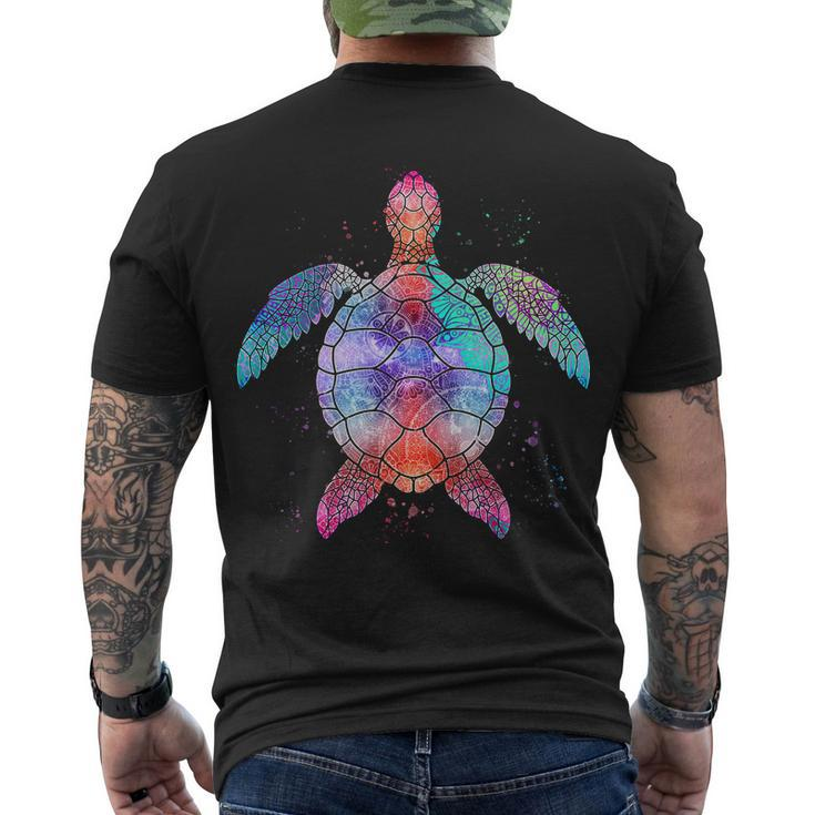 Mandala Sea Turtle Tshirt Men's Crewneck Short Sleeve Back Print T-shirt