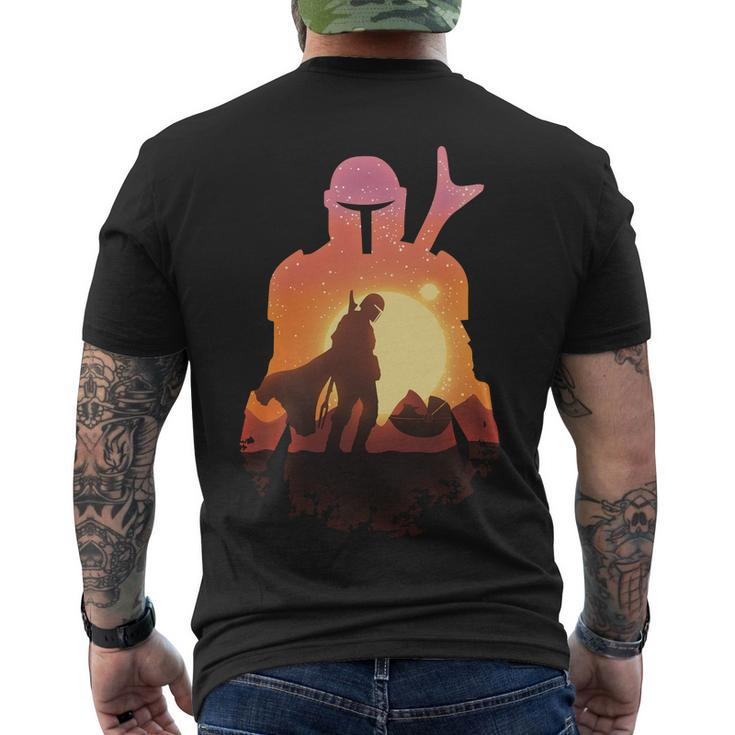 Mando Sunset Illustration Cool Graphic Tshirt Men's Crewneck Short Sleeve Back Print T-shirt