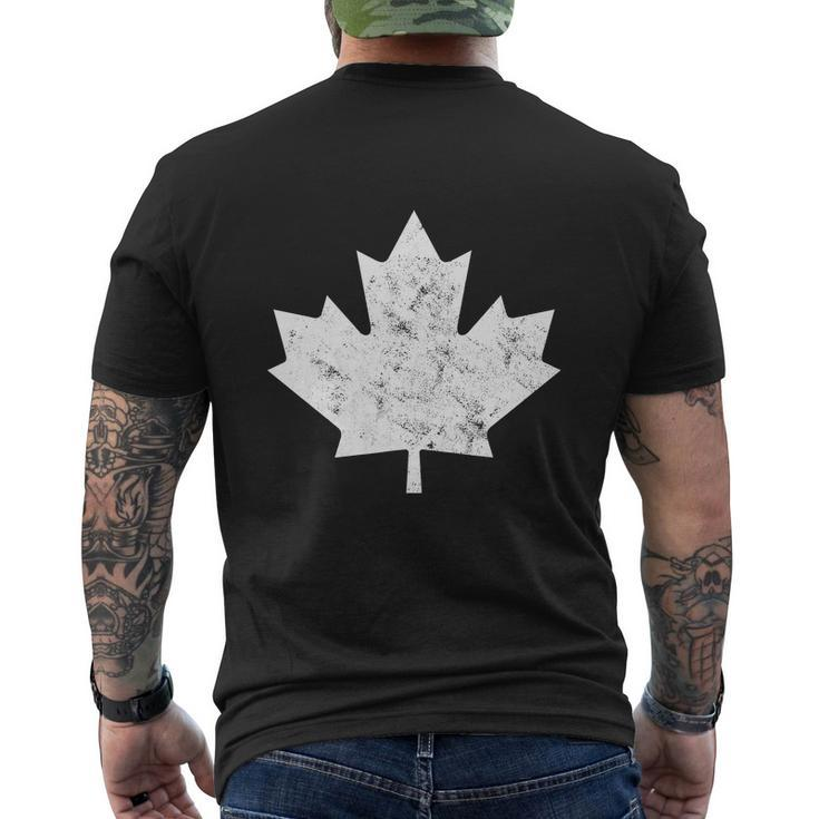 Maple Leaf Flag Vintage Red White Funny Canada Day Men's Crewneck Short Sleeve Back Print T-shirt