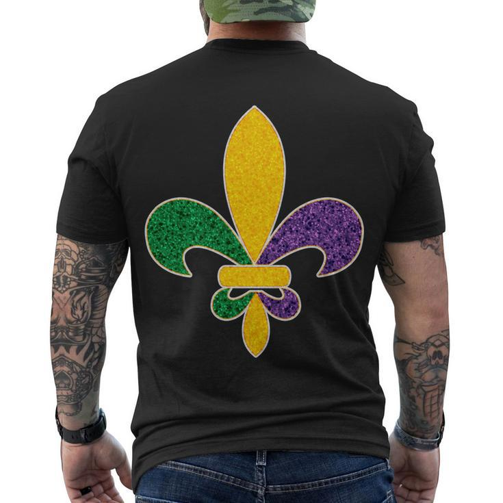 Mardi Gras Sparkle Fleur De Lis Tshirt Men's Crewneck Short Sleeve Back Print T-shirt