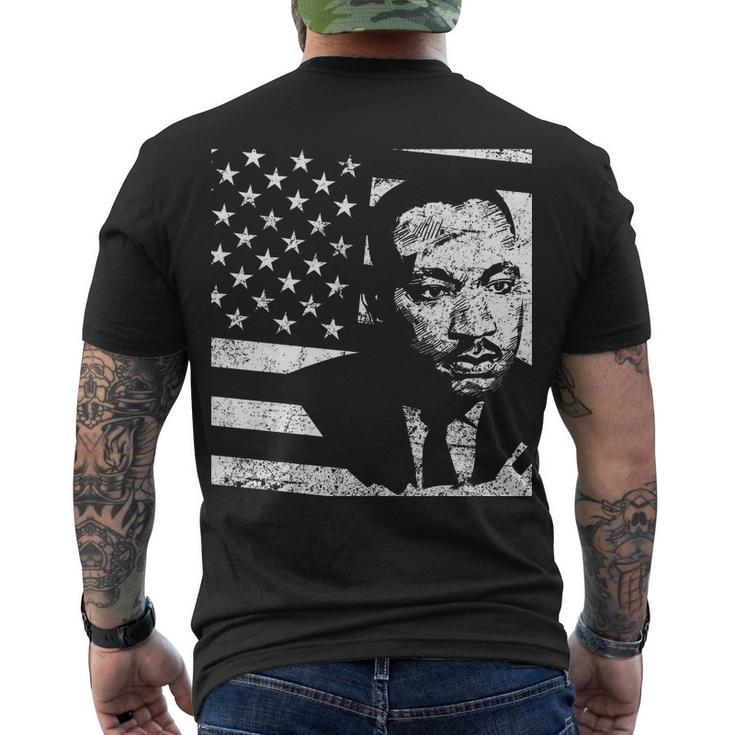 Martin Luther King Jr Distressed Mlk Flag Men's Crewneck Short Sleeve Back Print T-shirt